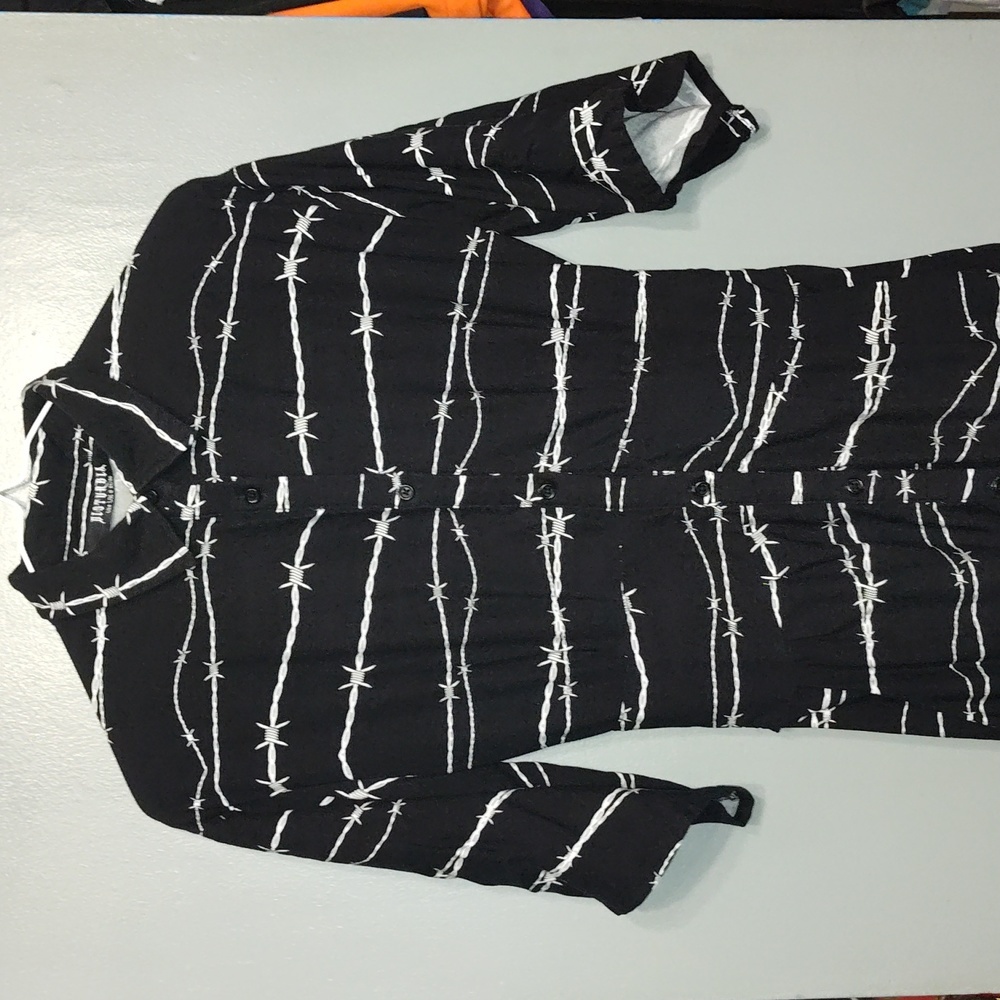 DISTURBIA black barbed wire button-up dress soze4